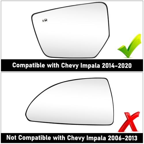 1PC Compatible Chevy Impala Side Mirror Glass Left Driver Side 2014-2020