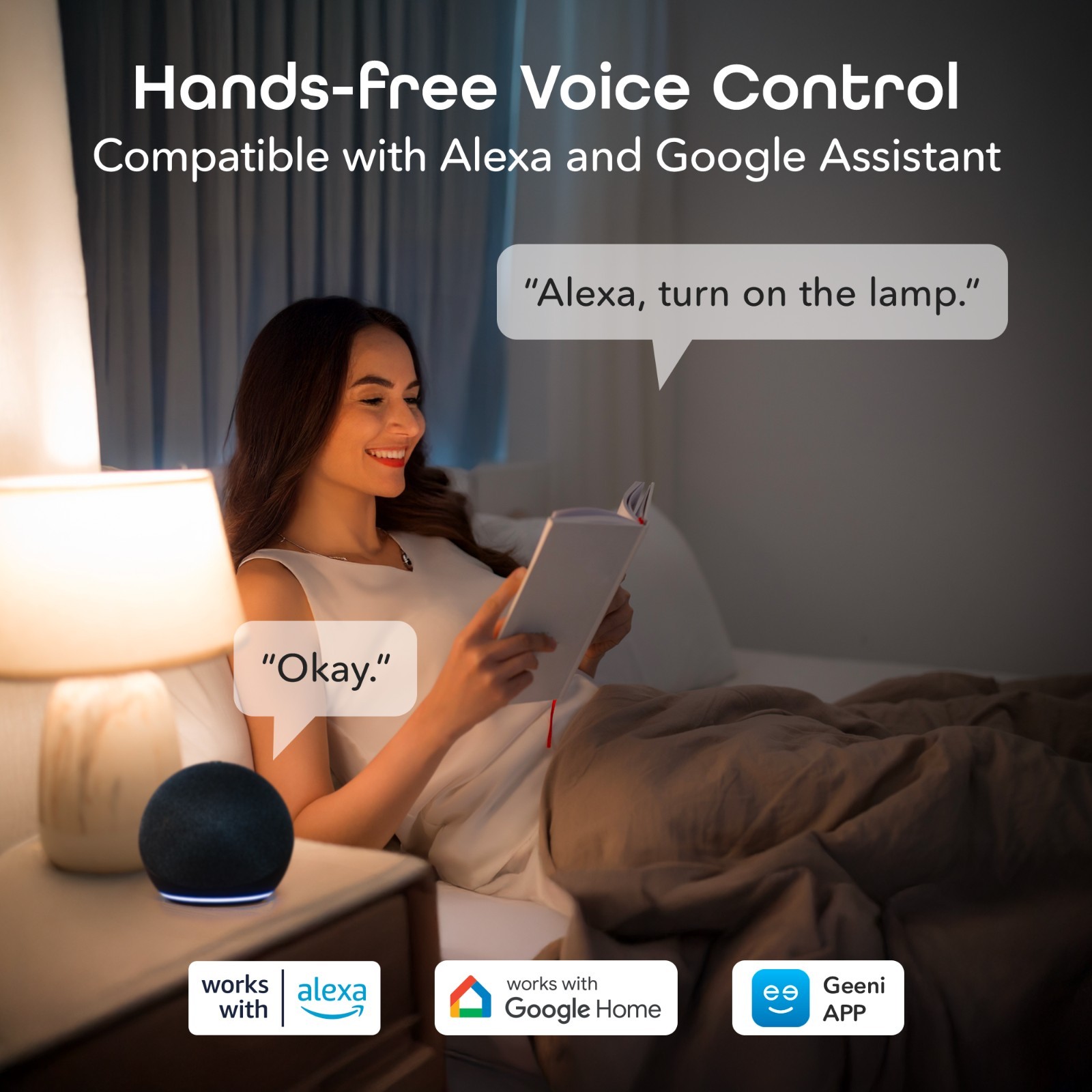 Geeni A19 Smart LED Bulbs 4-Pack | Alexa Google, Color + White Wi-Fi