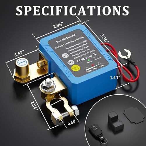 Remote Battery Disconnect Switch 12V, 240A, Kill Switch for Car Prevent Black