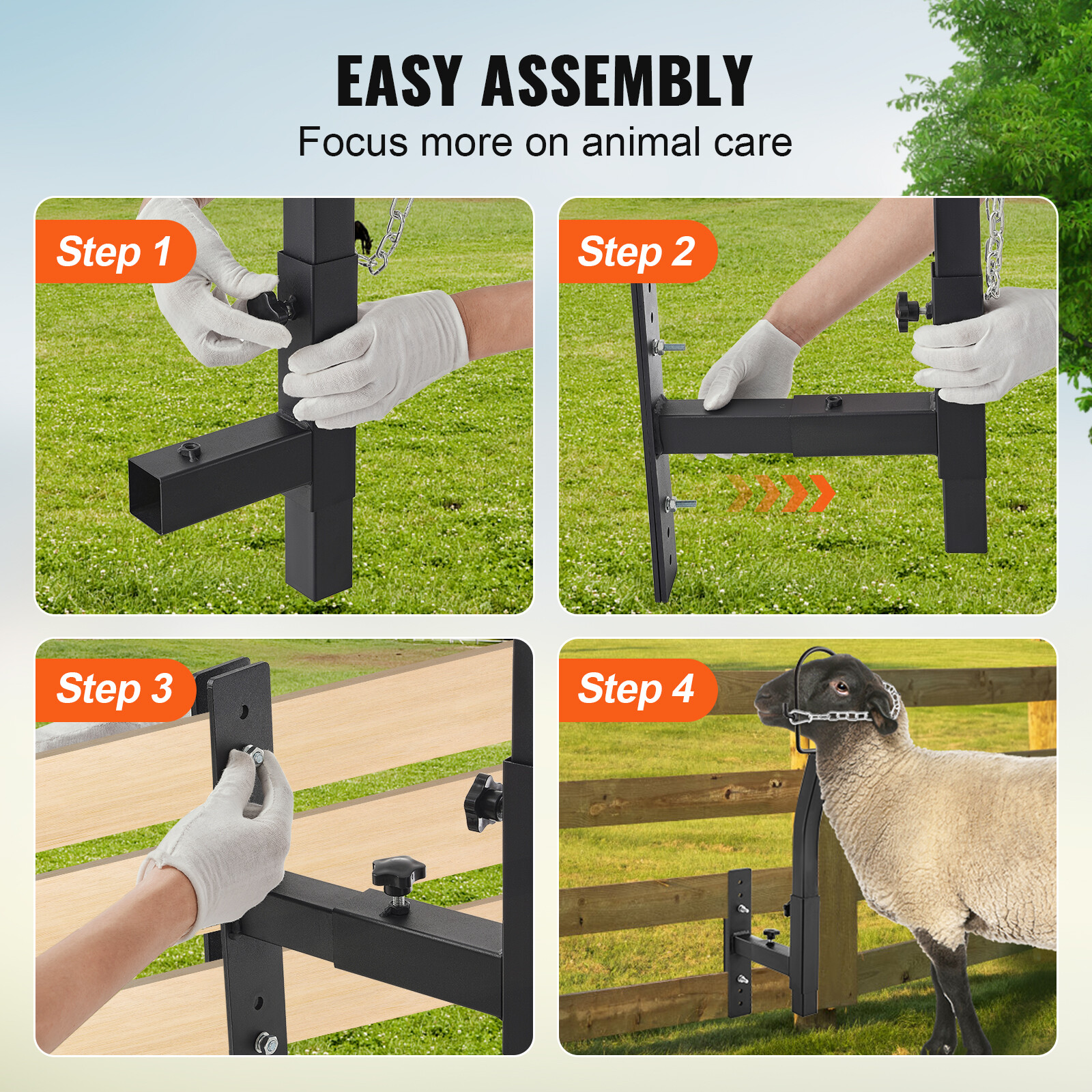 VEVOR Livestock Trimming Stand Trimming Stand for Goats with Nose Loop Headpiece