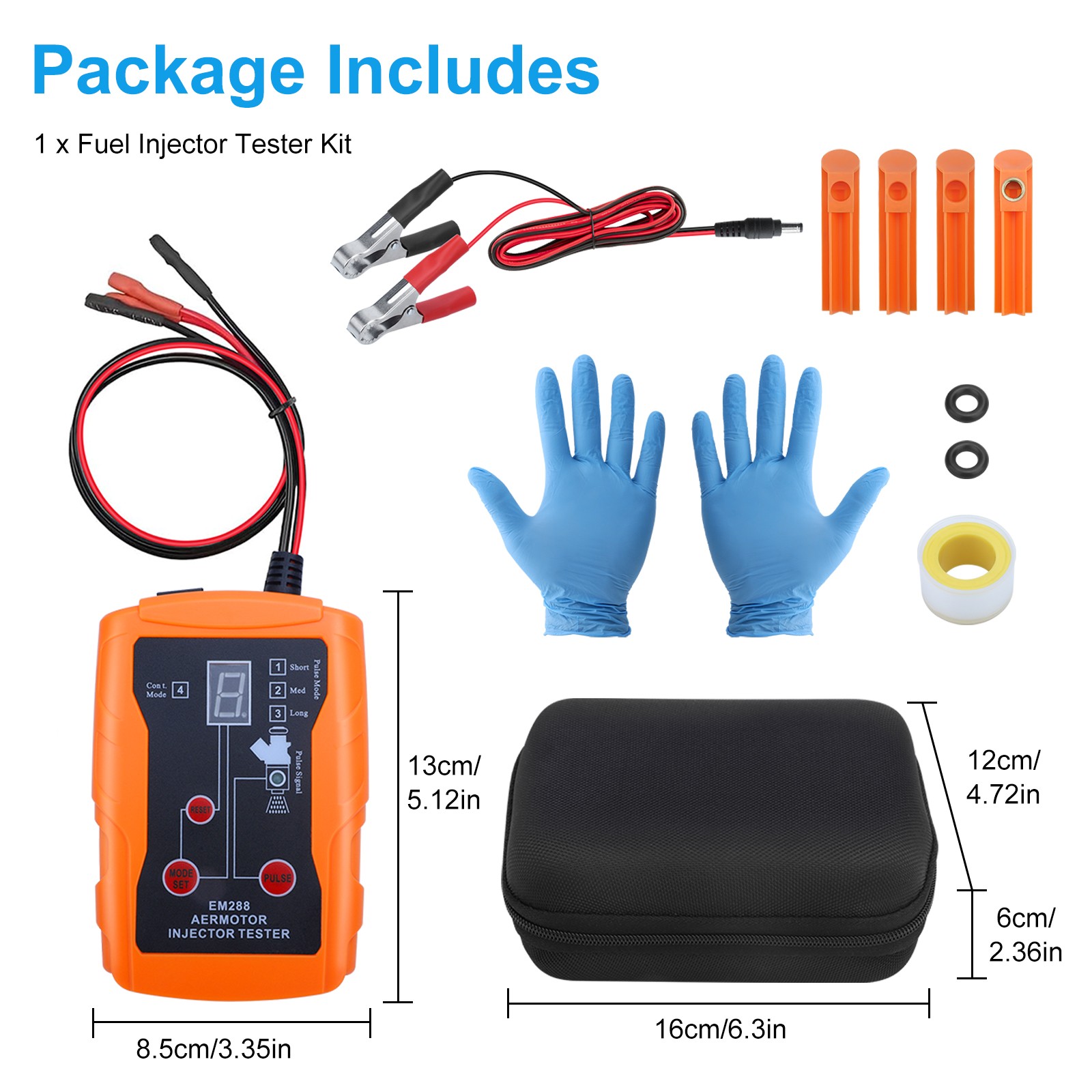 Universal Fuel Injector Tester Cleaner & Adapter DIY Cleaning Tools Kit Set 12V
