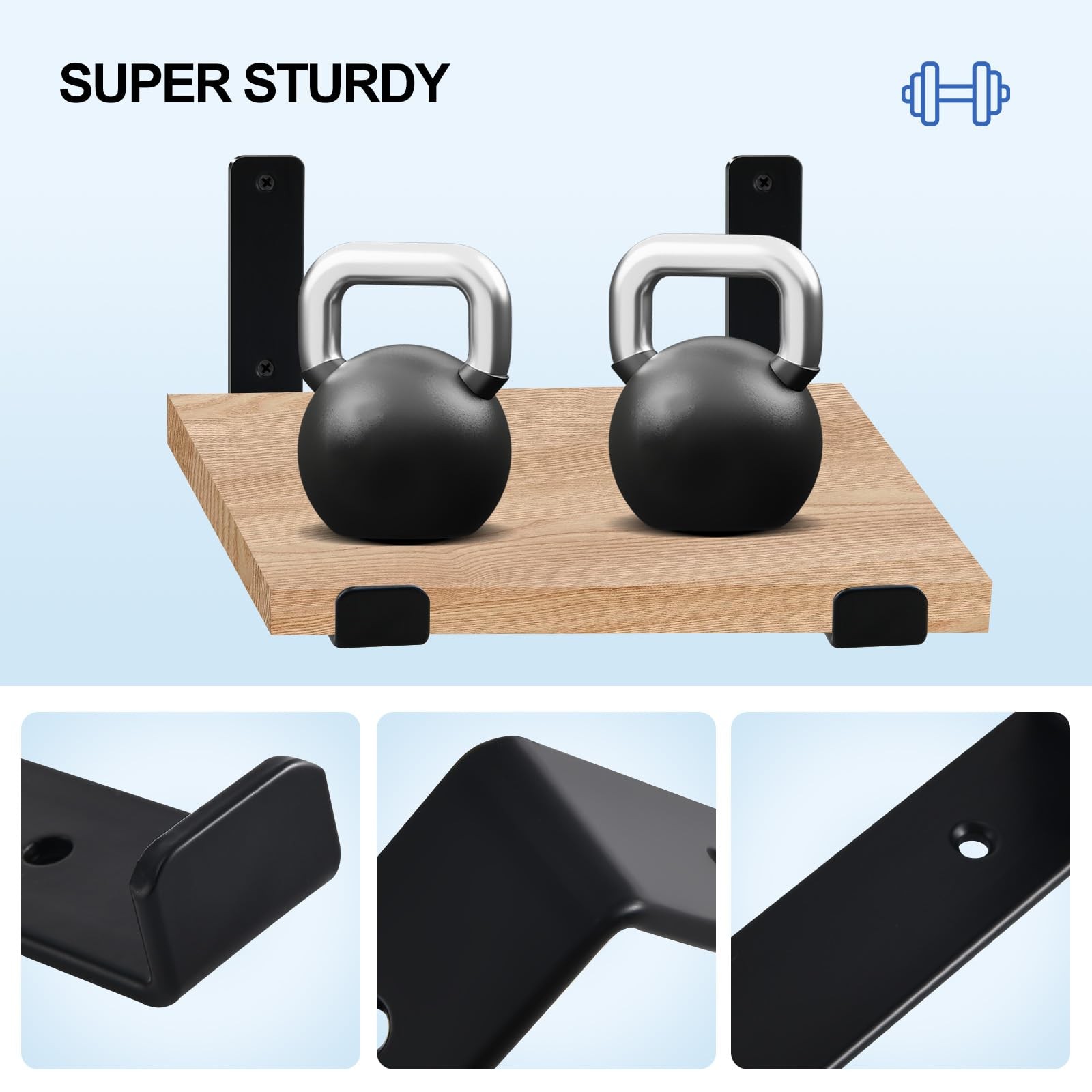 4 Pack Rustic Farmhouse Shelf Brackets 9.25in Iron Floating Shelf Support