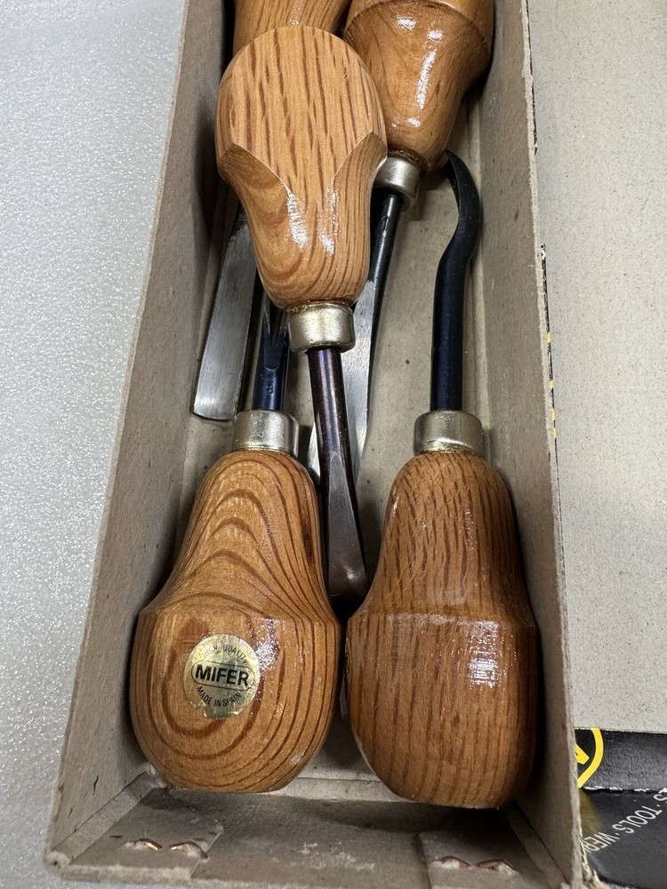 5 Piece Mifer Wood Palm Carving Set Wood Working Tools Chisels Gouges Ref 500