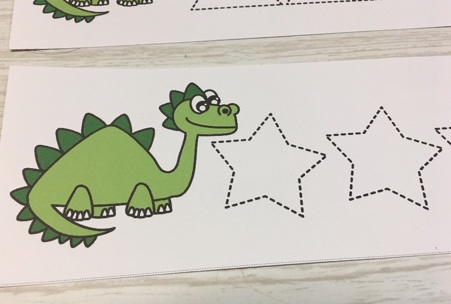 Dinosaur - Shapes Tracing - Laminated Activity Set - Teaching Supplies