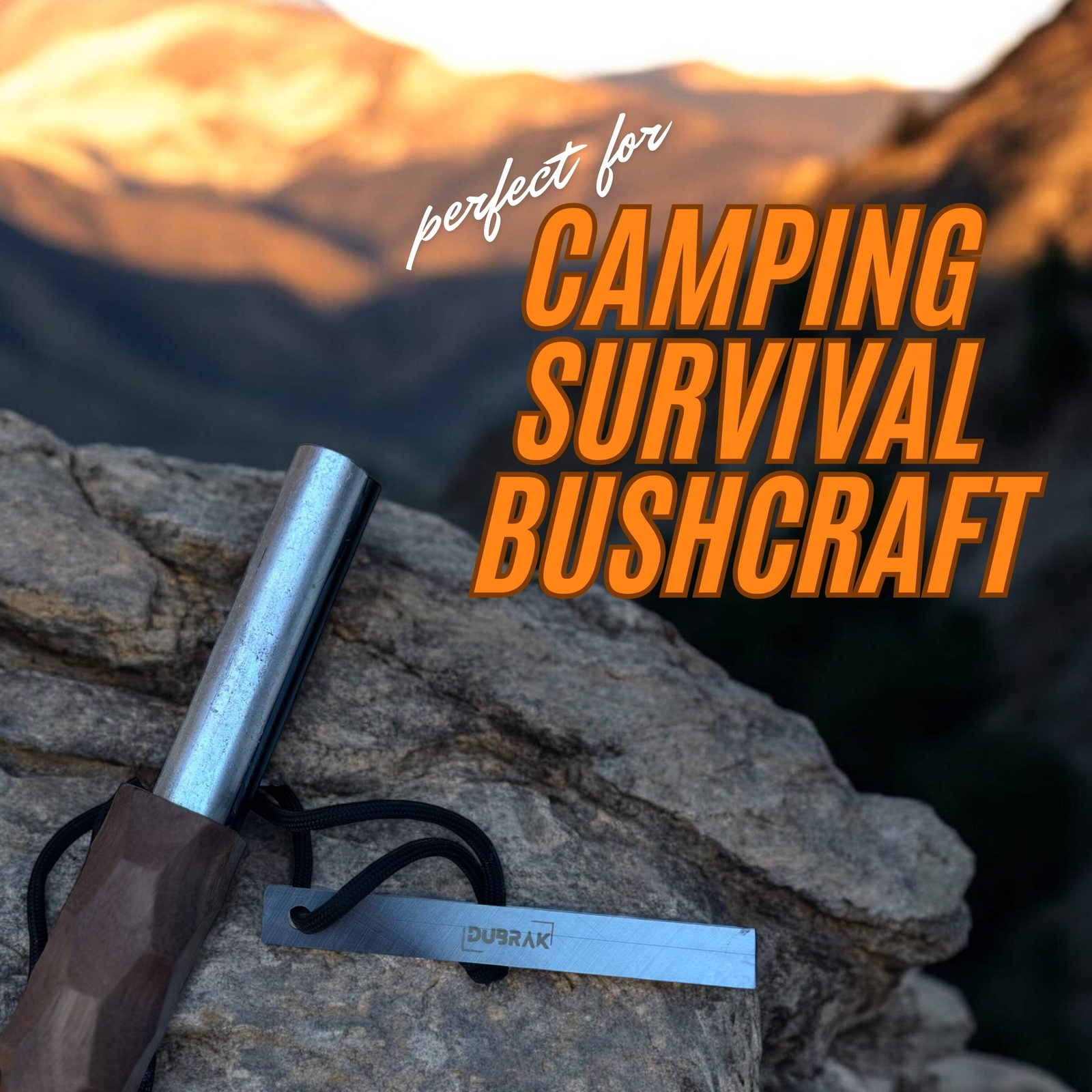 Dubrak Heavy-Duty Magnesium Fire Starter Ferro Rod for Camping