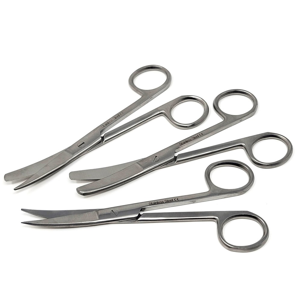 3 Pcs Operating Scissors 6.5" Curved Sharp/Sharp+Sharp/Blunt+Blunt/Blunt Ends