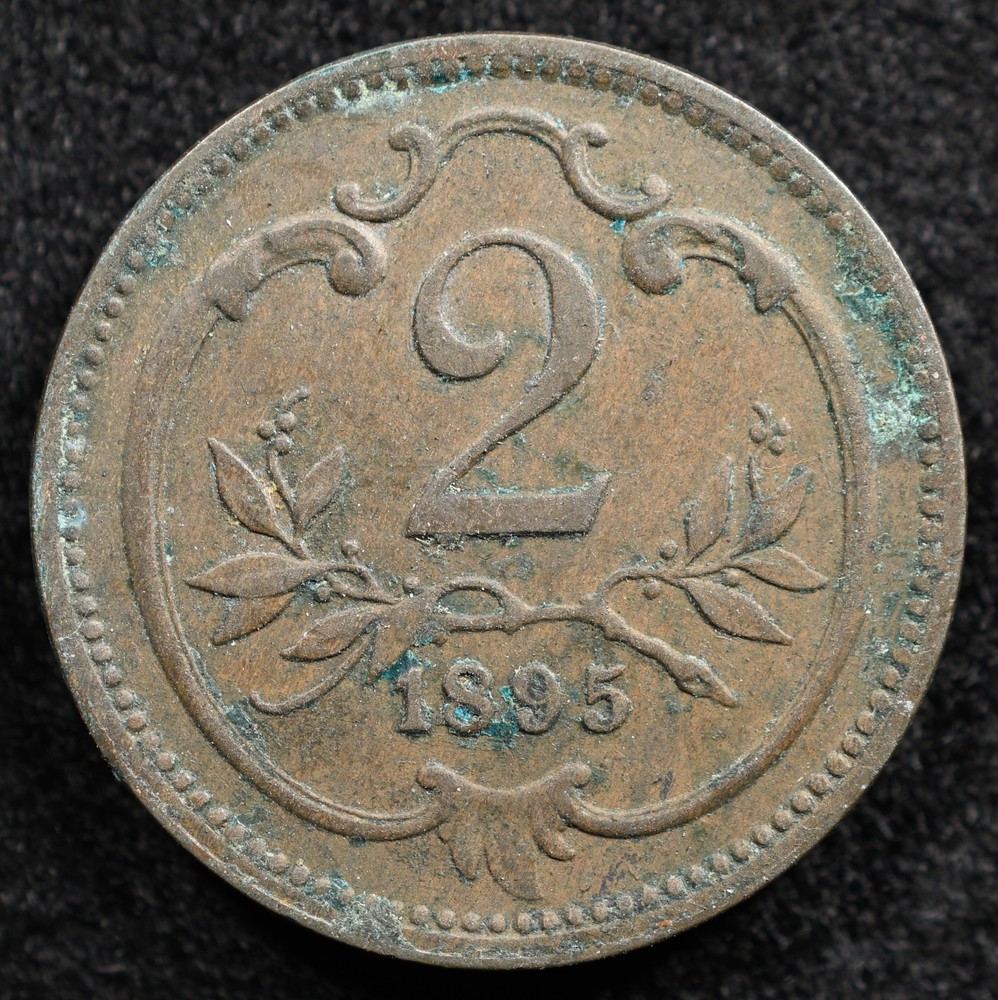 Austria 2 Heller 1895, Coin, Inv#G507