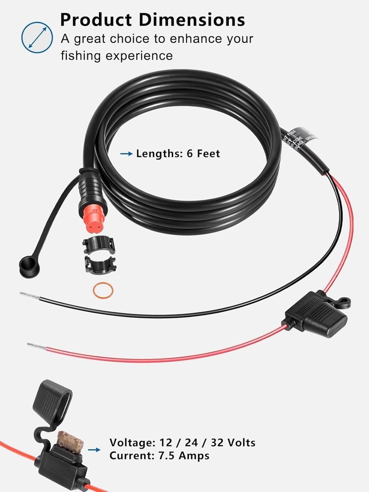 010-11425-01 Threaded Transducer Power Cable Replacement for Garmin GLS GPSMAP