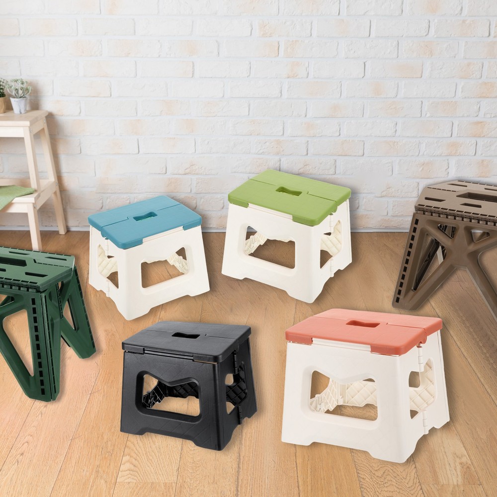 9" Folding Step Stool for Adults 220 lbs Capacity Red