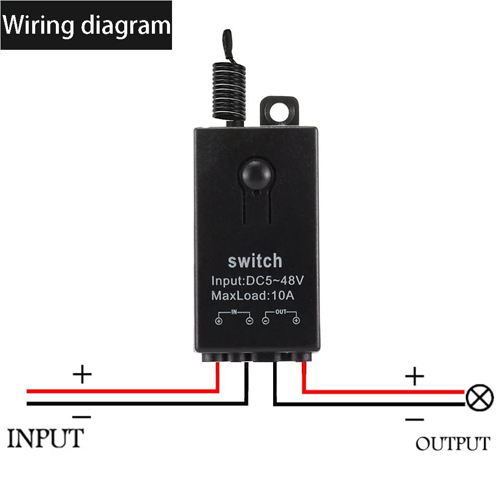 Meskliu 12v Wireless Switch,Mini Remote Control DC5-48V--10A relay, Black