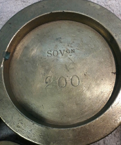 7 Vintage Solid Brass Stacking Sovereign Calibration Weights 2.9kg Gbs6