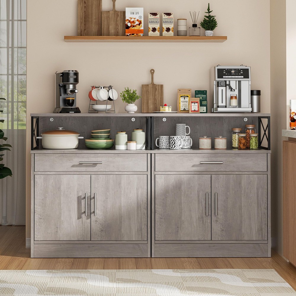Kitchen Buffet Cabinet with Adjustable Shelf, Modern Kitchen Storage Cabinet,...