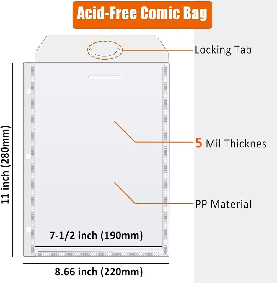 Comic Book Bags, Binder Sleeves for Comic Books, 12 Pack Comics Protector Bags