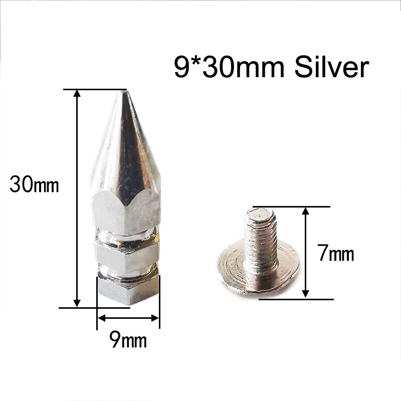 Hexagonal Metal Punk Studs Cone Spikes Spots Rivet for Leather Jacket Crafts DIY