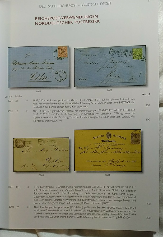 GERMAN POSTAL STAMP CATALOG REICHPOST BREAST SHIELD ISSUES BY HEINRICH KOH