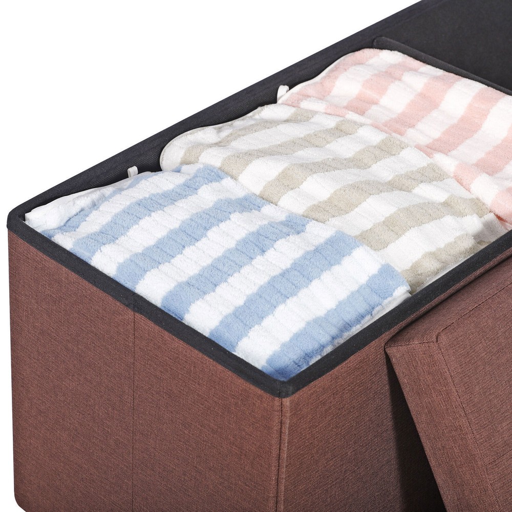 43" Folding Storage Ottoman Bench Storage Chest Soft Footrest Stool Spacious