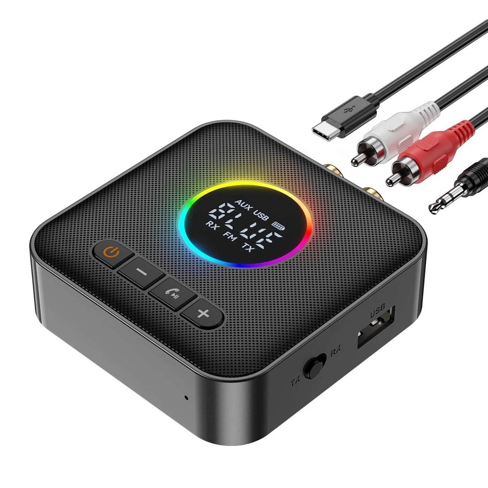 Type-C Charging 3in1 Bluetooth 5.4 FM Transmitter Receiver Audio Adapter AUX RCA