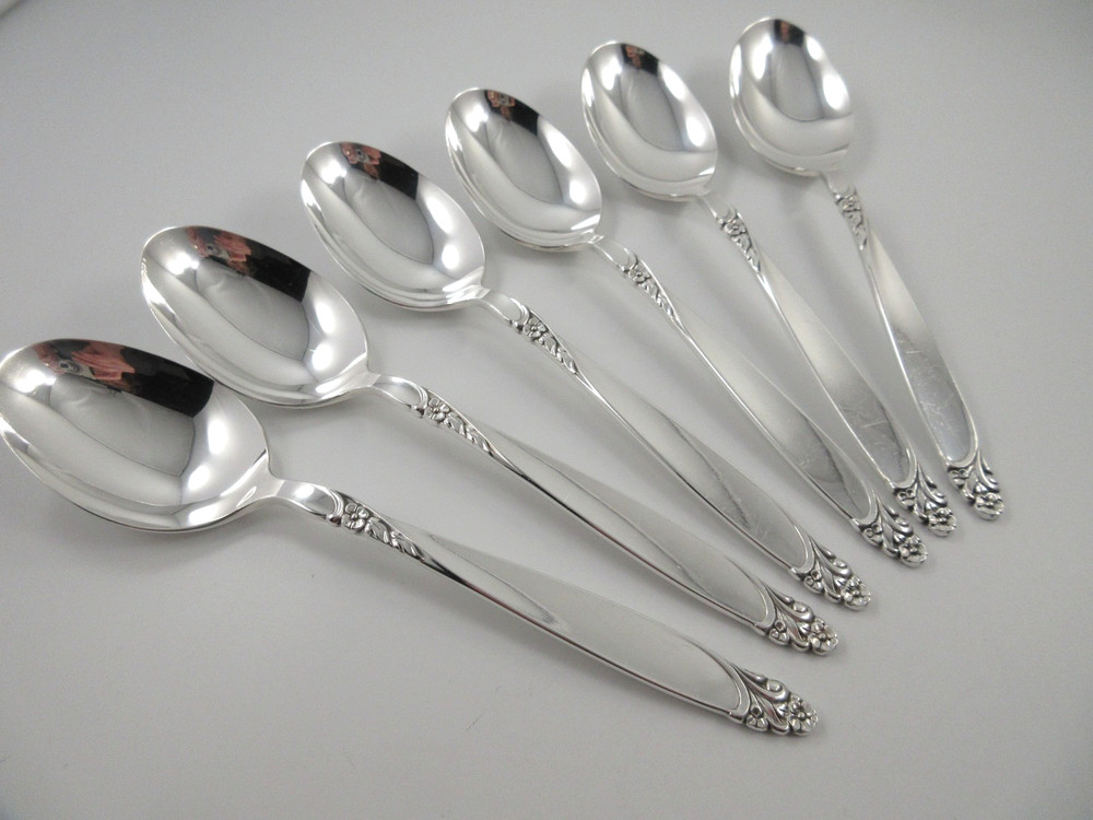Oneida Prestige FIRELIGHT 6 Oval Soup Spoons Silverplate Flatware