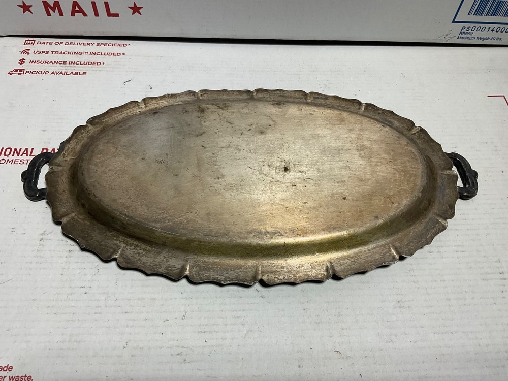 Silver On Copper Antique Engraved 9 1/2” Platter