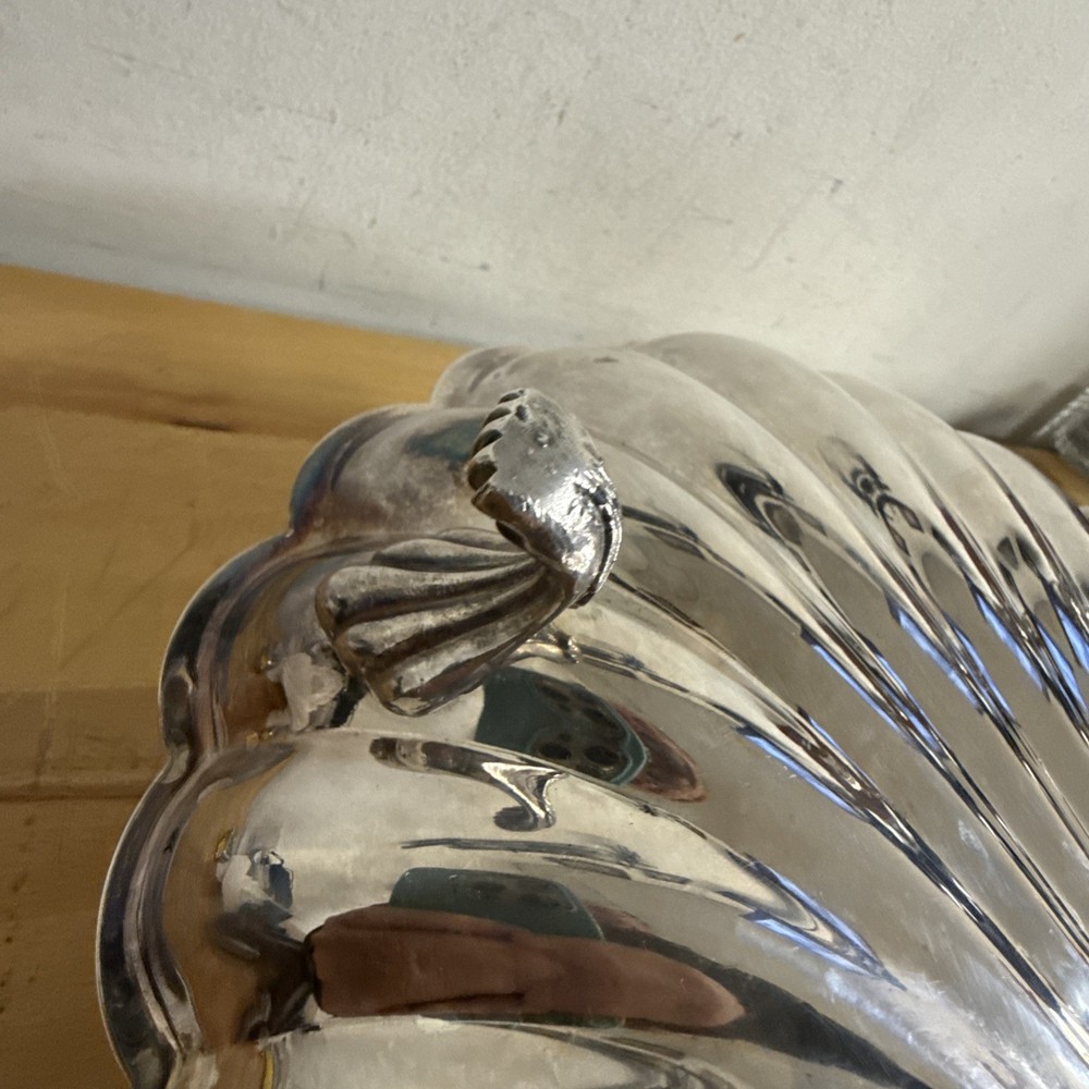 Vtg Sheffield Silver Plated Clam Shell Serving Dish - Scallop - 11” X 11” - LOOK