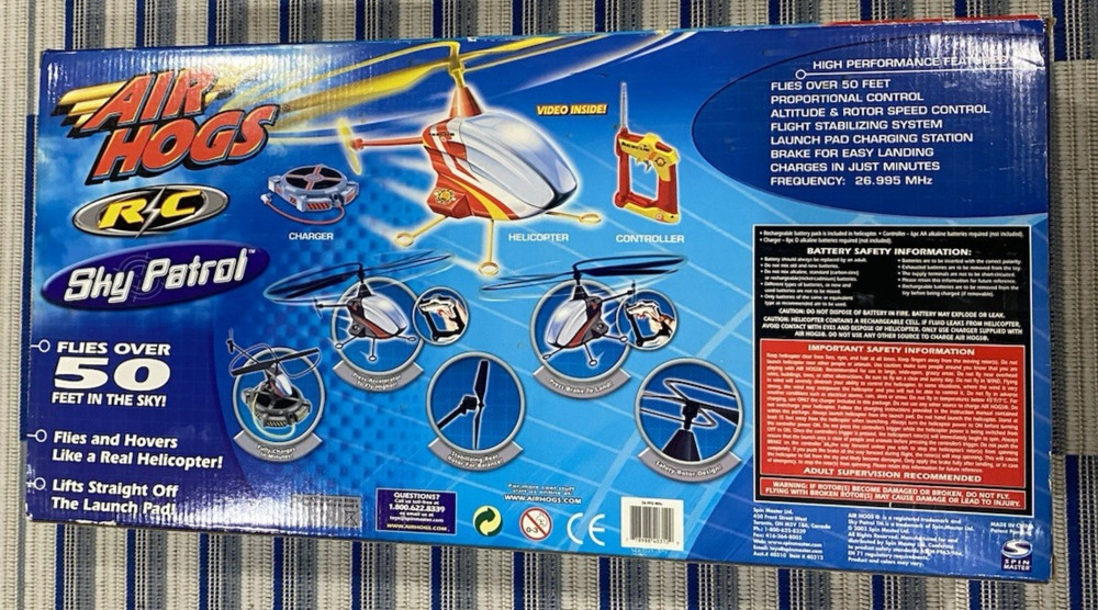Air Hogs Sky Patrol RC Helicopter 2002 Spin Master Open Box