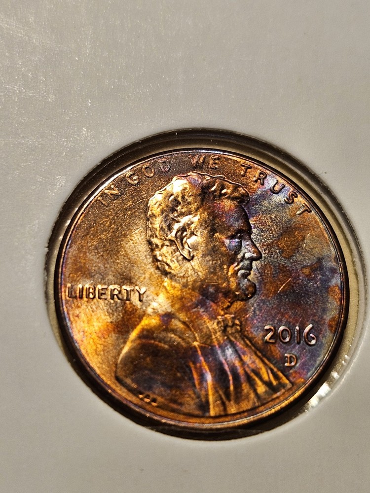 2016 D Lincoln Shield cent- Rainbow Toned- see pics