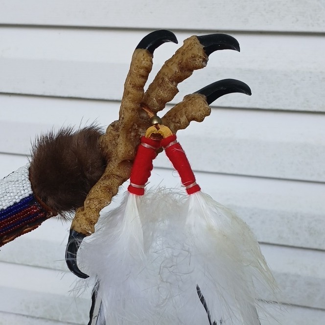 PowWow Regalia - Eagle Foot Dance Stik with Beadwork
