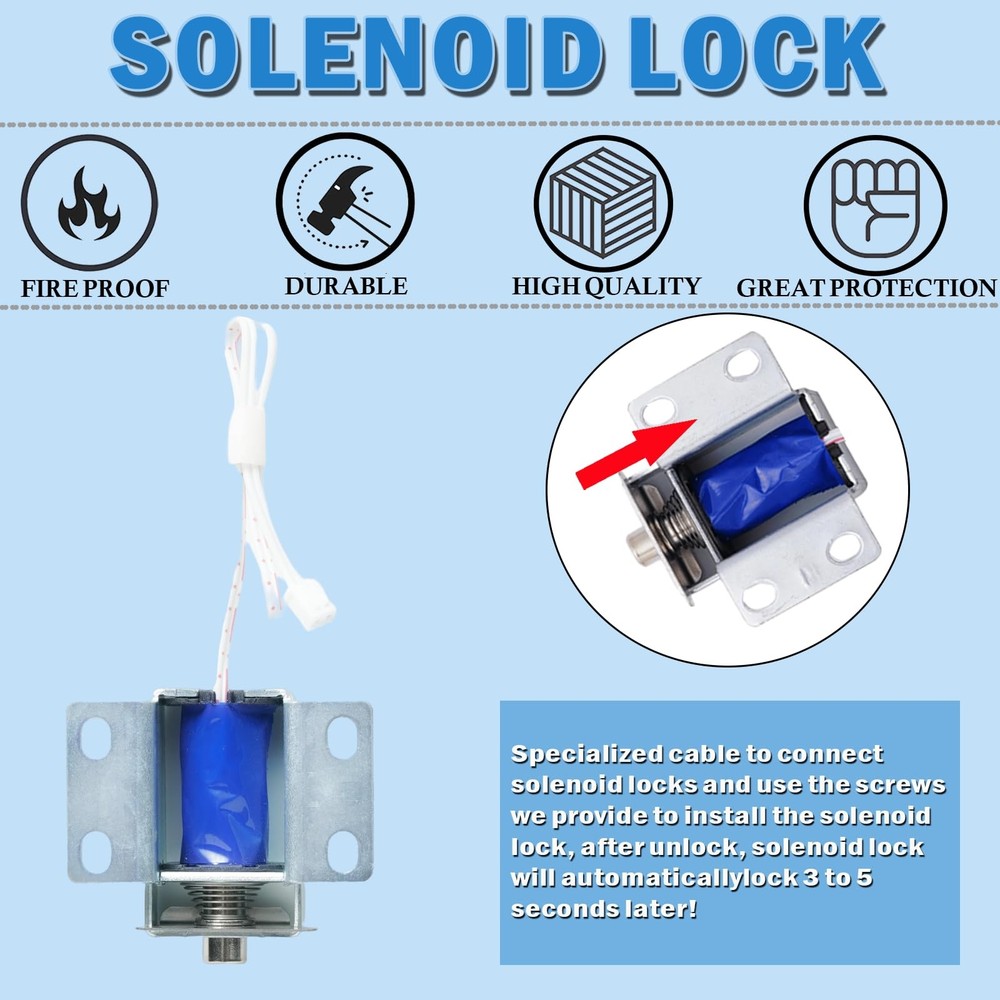 Gun Safe Lock Replacement with Solenoid Black Keypad Electronic Lock...
