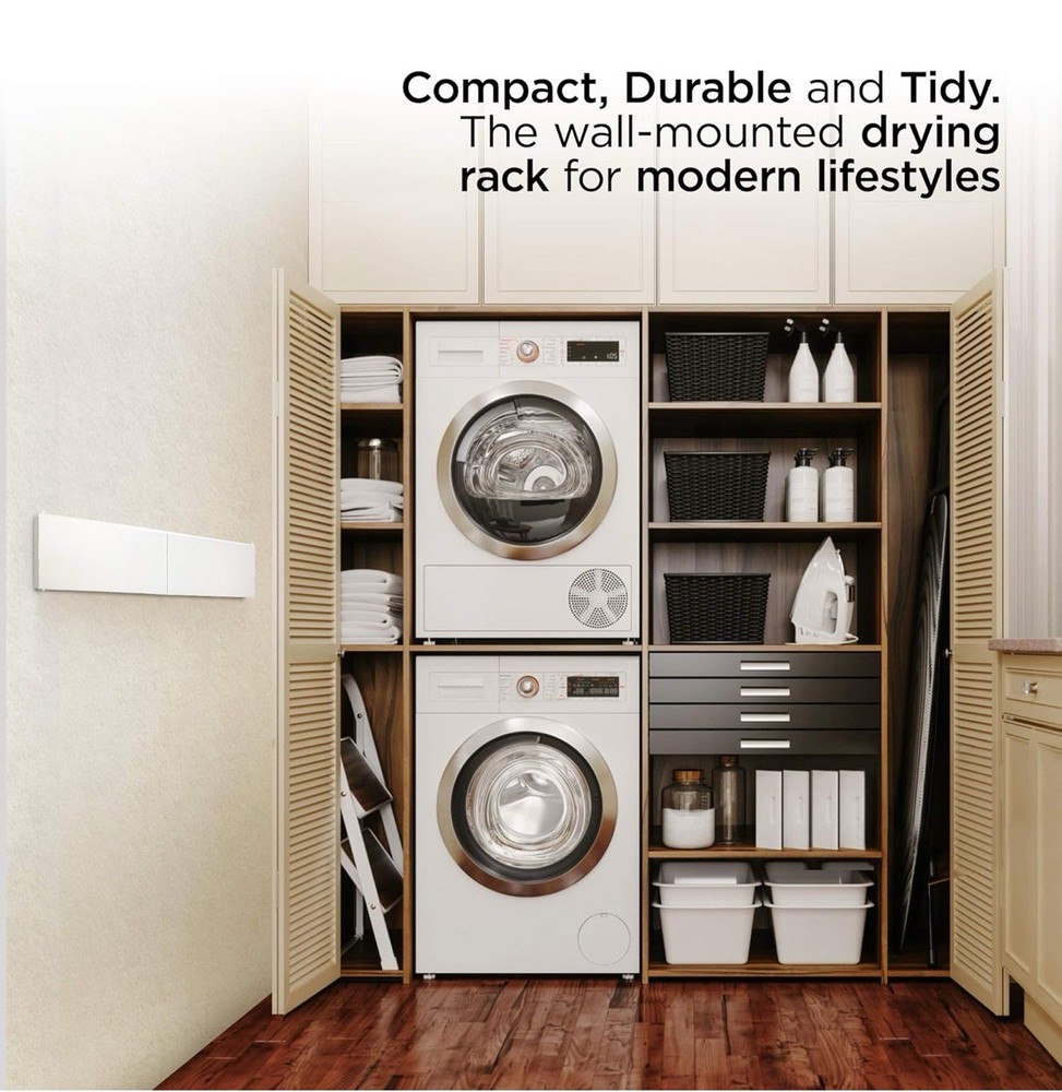 28” Wall Mount Folding Laundry Drying Rack Retractable 40lb Capacity
