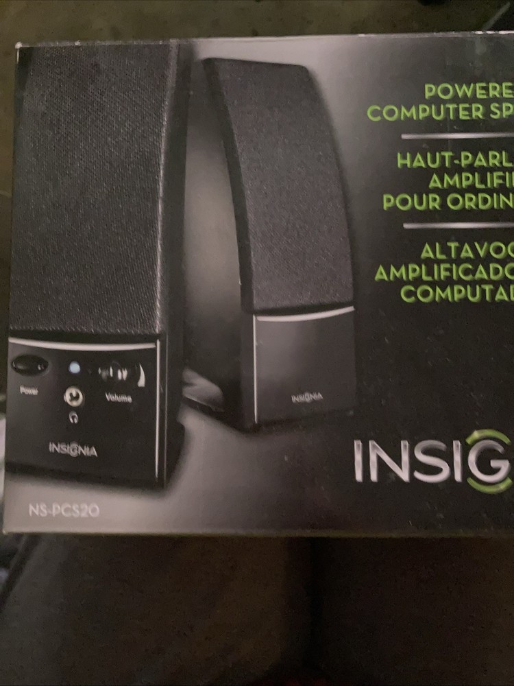 INSIGNIA NS-PCS20 POWERED COMPUTER LAPTOP MULTIMEDIA STEREO SPEAKERS TESTED/WORK
