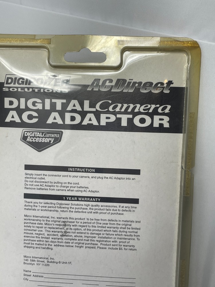Digpower Solutions AC Direct Digital Camera AC Adapter New in Package