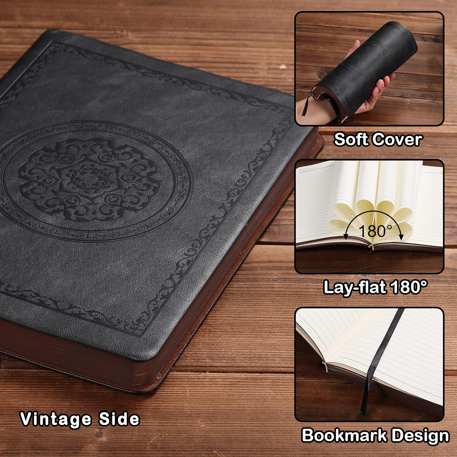 2026 Leather Vintage Journal Notebook,300 Pages,Leather Softcover Lined Journal