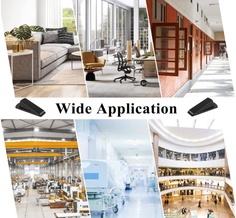 4 Pack Rubber Door Stoppers Wedge Heavy Duty Stackable Stop for Floor Bottom