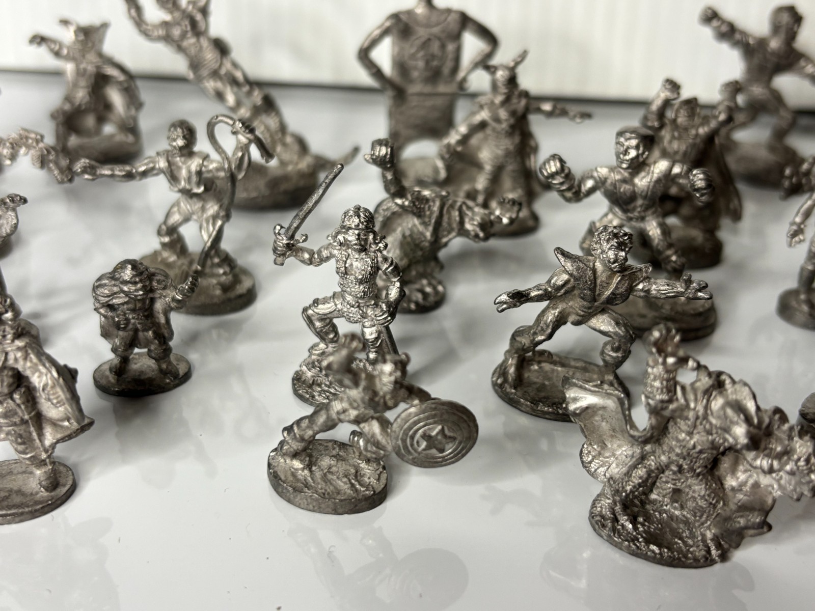 Vintage 80s Lot 27 Pc Pewter Mini MCG 1984 D&D Marvel Comic Superhero Figurines