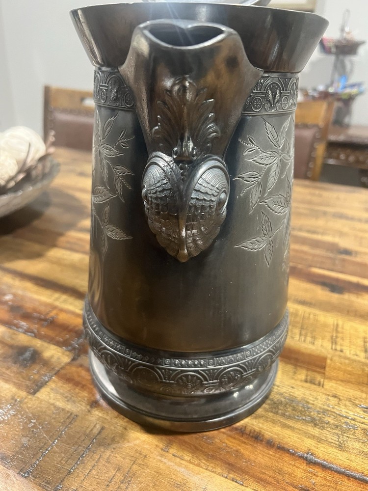Victorian 1870/1890 English silver plated engraved coffee pot tea pitcher LARGE