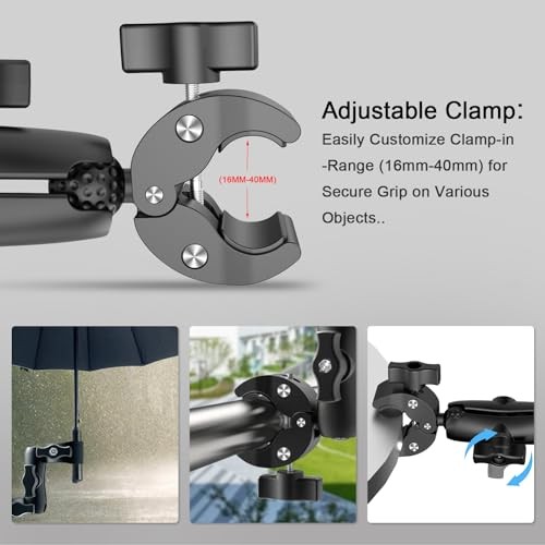 Double Clamp Camera Mount - Universal Bracket for Golf Carts, Umbrella 1PC