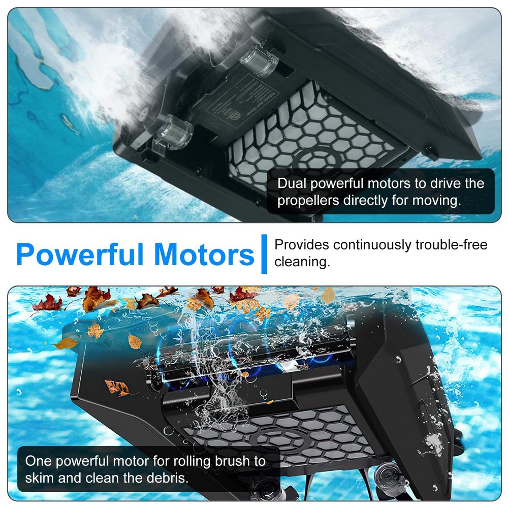 Solar Powered Robotic Pool Skimmer Swimming Pool Surface Surface W/APP+2 Modes