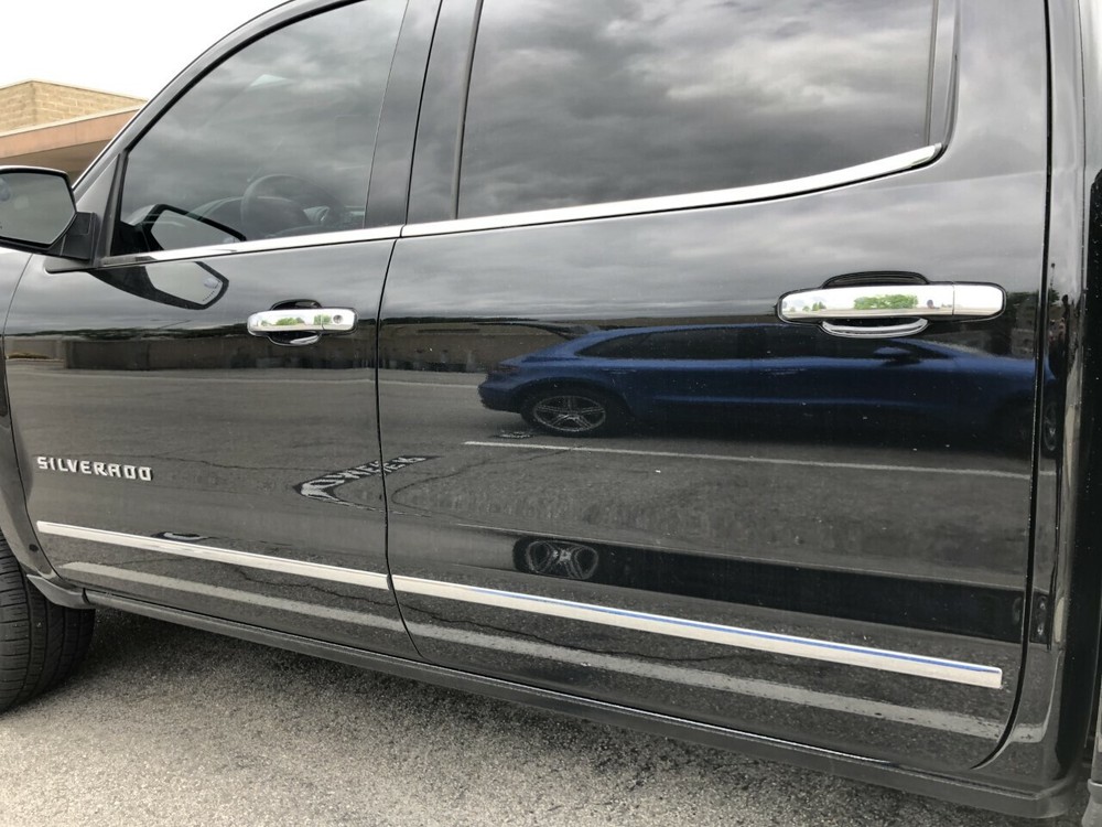 For 2014-2018 Chevy Silverado Crew Cab Chrome Handle Mirror Window Sills Molding