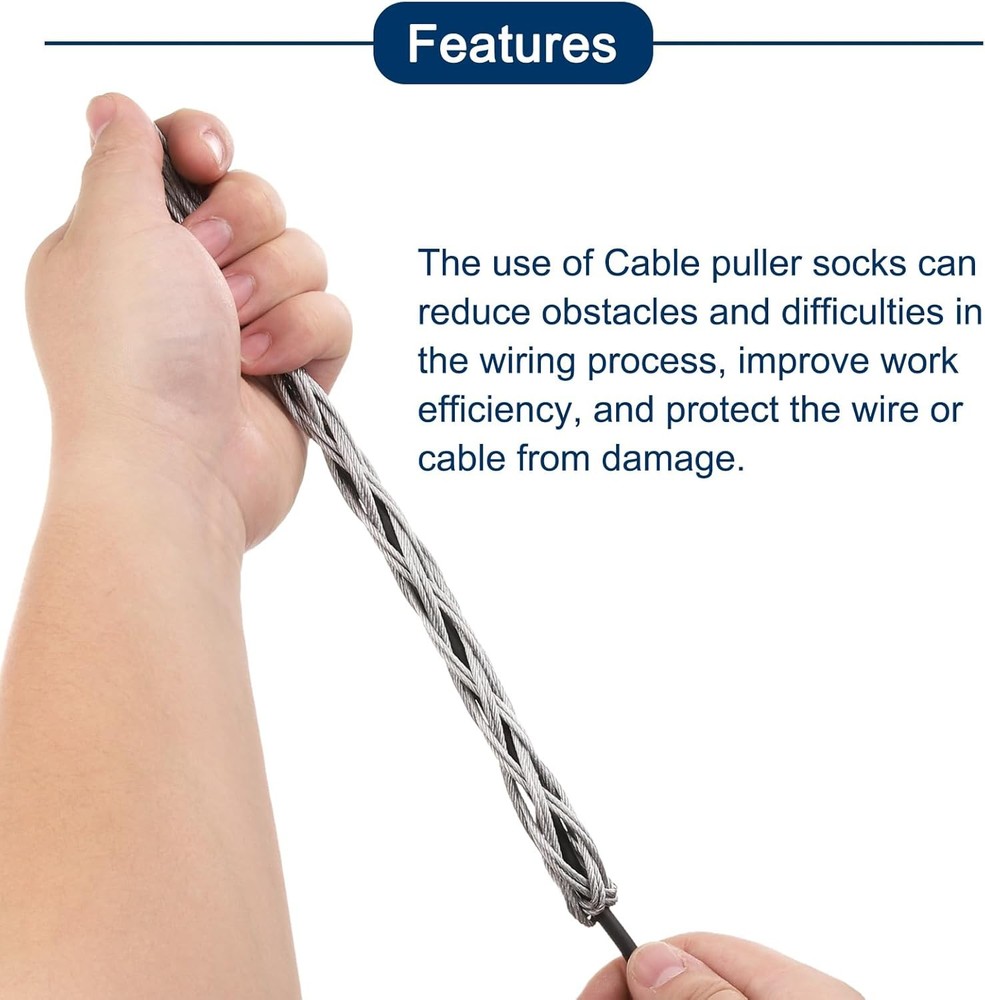 MECCANIXITY 40-50mm OD Cable Pulling Socks Grip 1.4m Fore-hand Pull Wire Mesh Pu