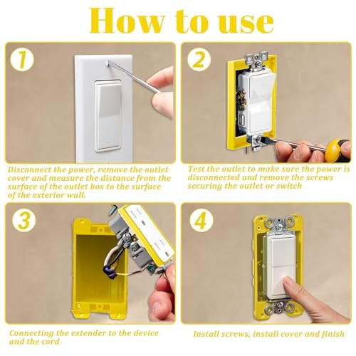 3 Pcs Electrical Box Extender, 1/4" Receptacle Extender with 6 Screws,