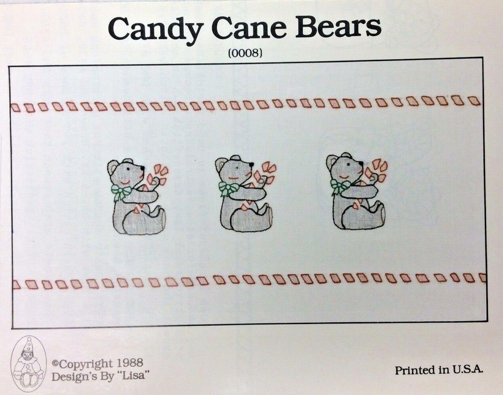 DESIGN'S BY LISA SHADOW STITCHING #0008 CANDY CANE BEARS