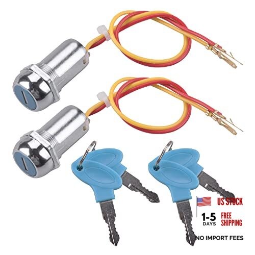 2 Pack 2 Wires Ignition Switch Key Starter Switch with 4 Keys ​On-Off for