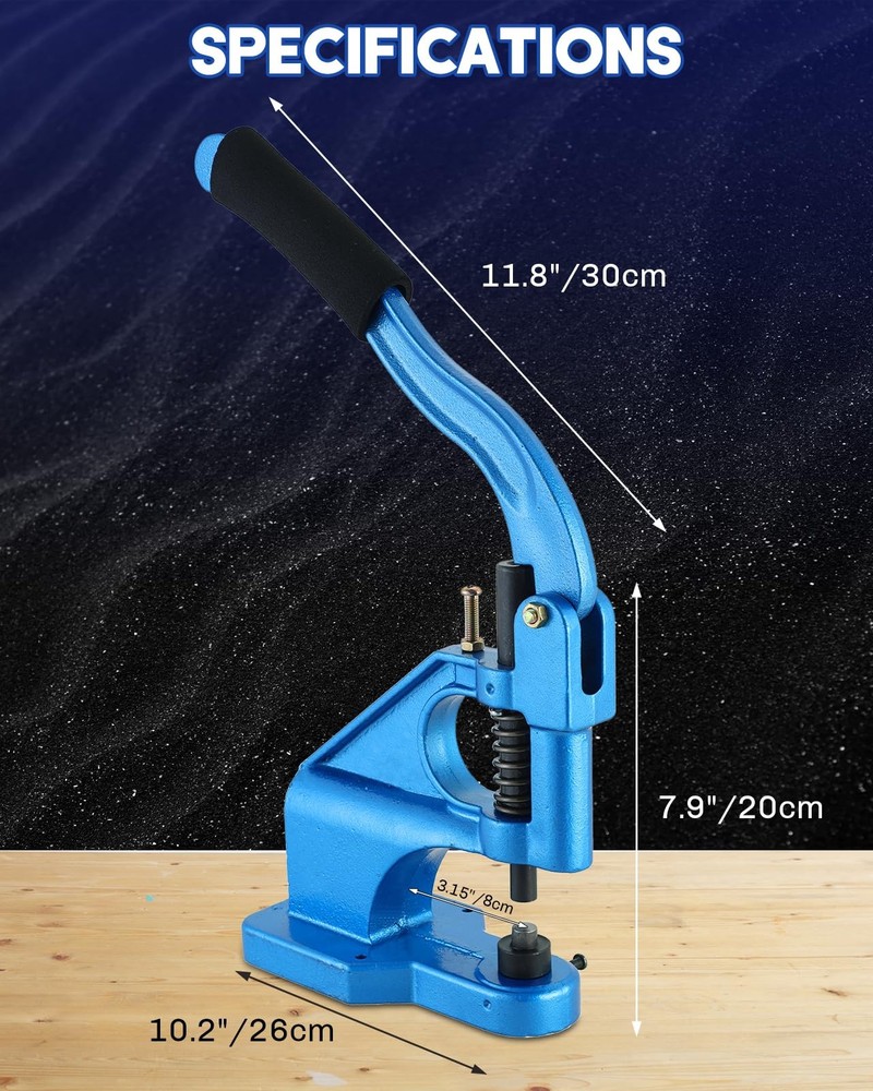 Heavy Duty Hand Press Grommet Machine | 3 Dies Tool Kit...
