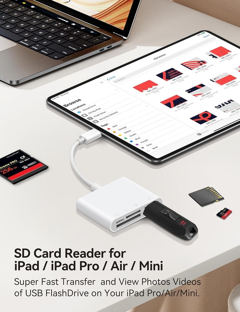 USB C to SD CF Card Reader, SD Card Adapter with SD MicroSD CF Compact Flash USB