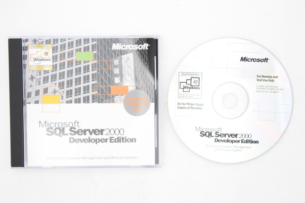 MICROSOFT SQL SERVER 2000 DEVELOPER EDITION CD SOFTWARE Retail Box GNEUINE Retro