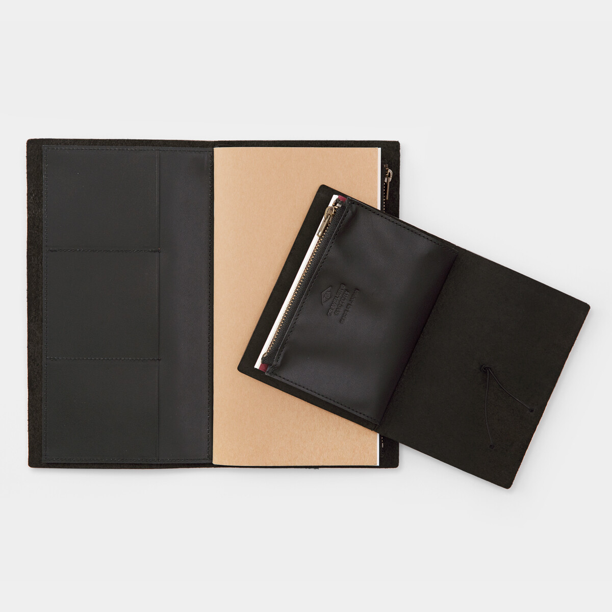 TRAVELER'S Notebook Leather Zipper Case engraving Tannin Regular & Passport size