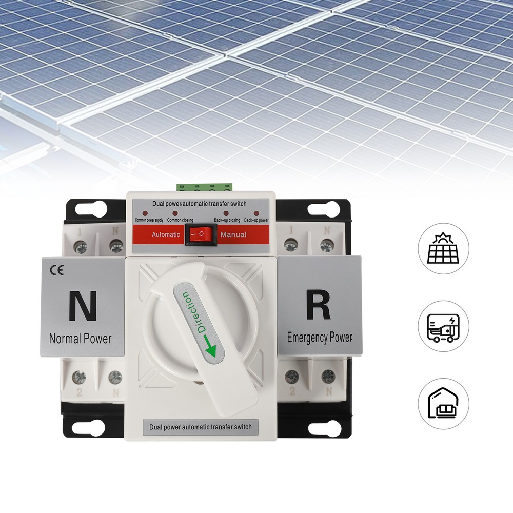 63A 2P 110V Dual Power Automatic Transfer Switch Generator Changeover Switch