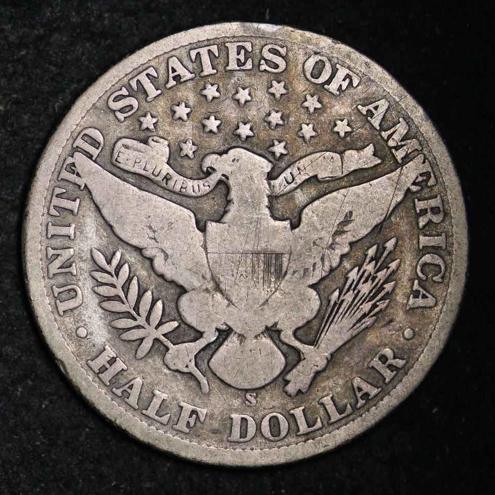 1908-S Barber Silver Half Dollar CHOICE VG FREE SHIPPING E325 ACB