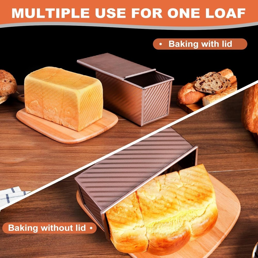 Housewarming Gift: Dual Capacity Pullman Loaf Pan Set, Oven Safe & Non-Stick