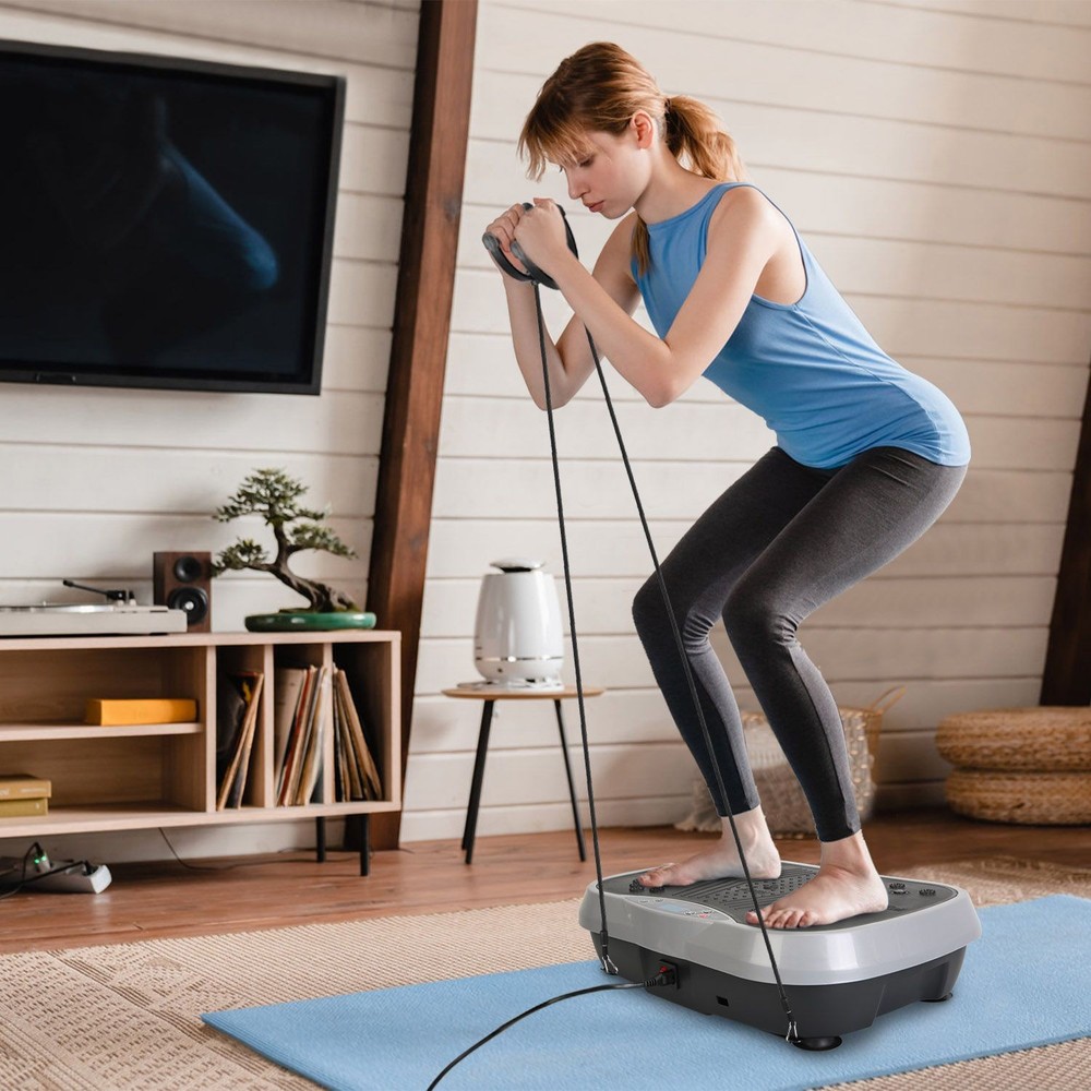 Vibration Plate Exercise Machine With Resistant Bands Remote Control Whole Body